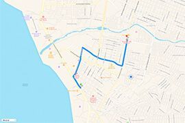 Route and Driving Directions to Hospital CMQ Premiere in Puerto Vallarta from Plaza Genovesa and Plaza Las Glorias