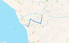 Route and Driving Directions to Hospital CMQ Premiere in Puerto Vallarta from The Main Hotel Zone in Puerto Vallarta