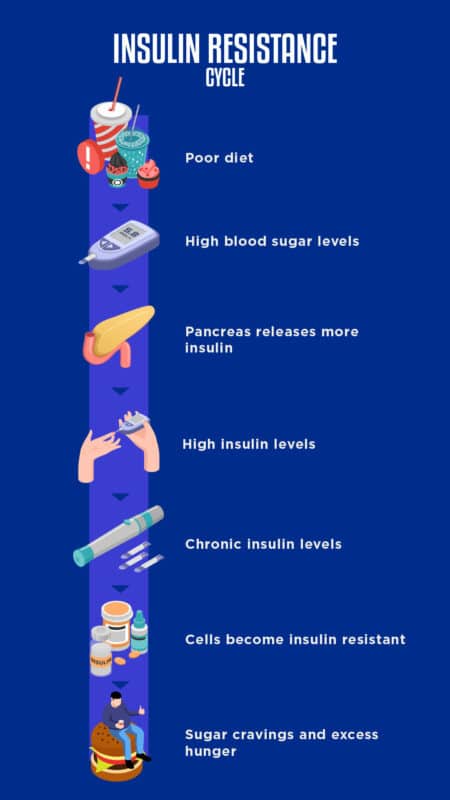 Increase insulin sensitivity through diet and exercise